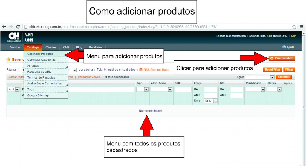 Alguns passos para cadastrar seus produtos